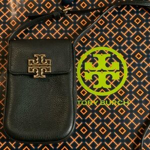 Tory Burch Black Leather Crossbody with Gold Logo
